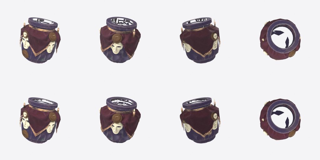 Masked Stone Jar - four angles
