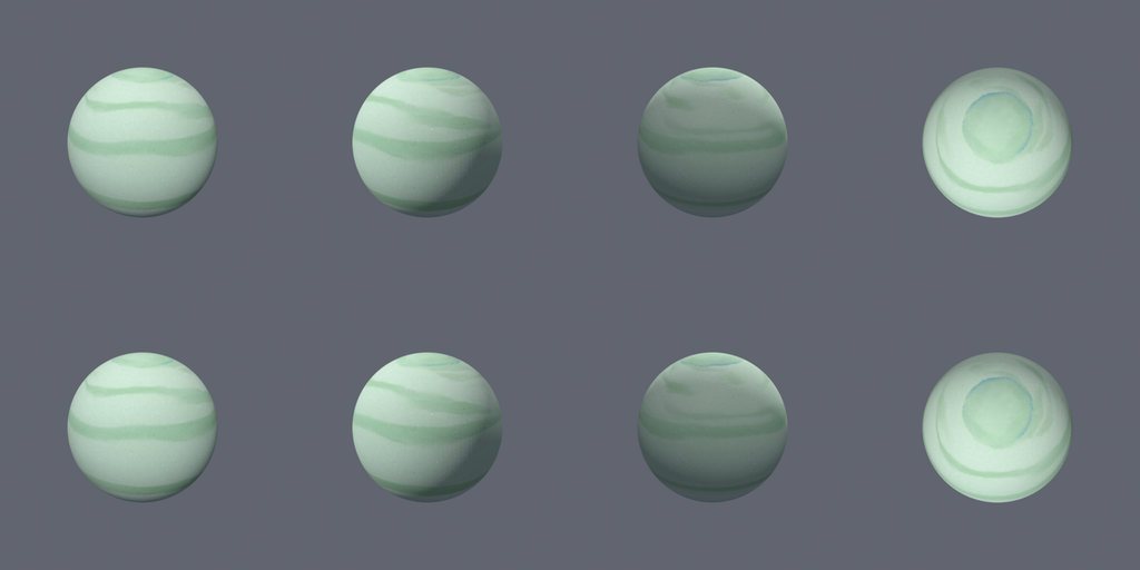 Cyan ice giant - four angles