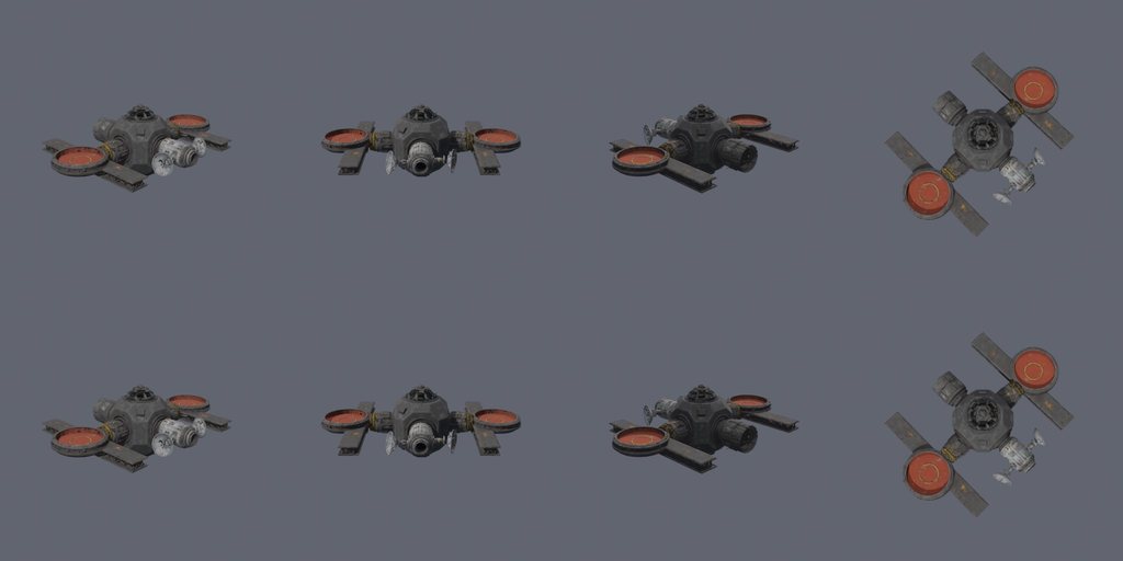 Fighter-landing station - four angles