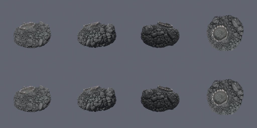 Boulder moonlet - four angles