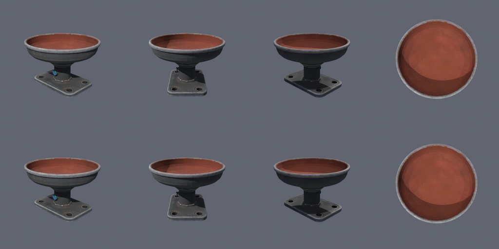 Comm dish - four angles