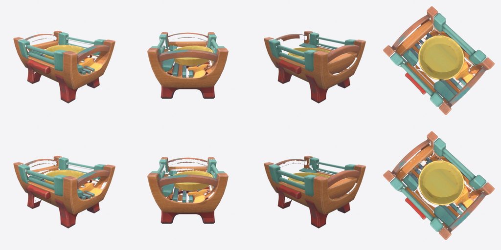 Gold Pan Cradle - four angles
