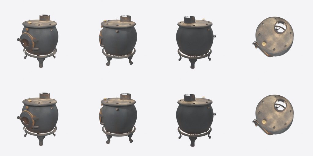 Potbelly Stove - four angles